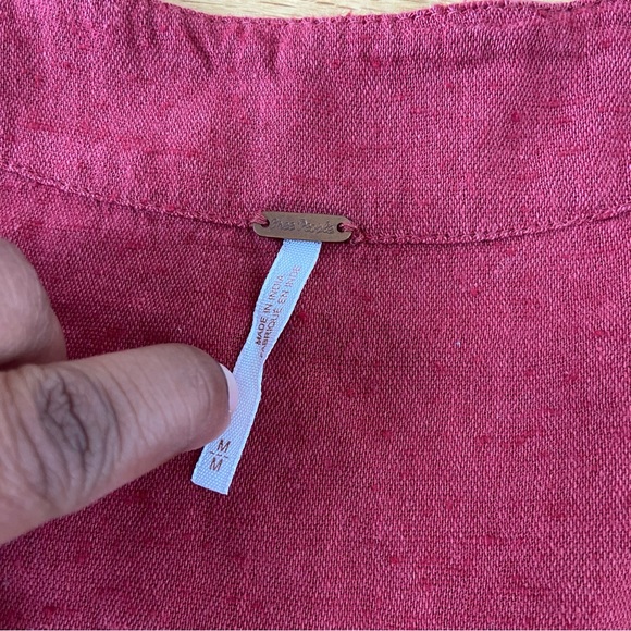 Free People Red Clay Henley crop ruffle deep V half sleeve top shirt medium - Picture 3 of 11